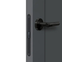 Дверь межкомнатная глухая Толедо 2 60x200 см HardFlex цвет серый графит с замком и петлями