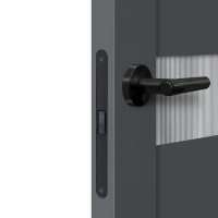 Дверь межкомнатная остекленная Толедо 2 70x200 см HardFlex цвет серый графит с замком и петлями