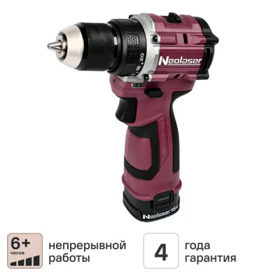 Дрель-шуруповерт аккумуляторная бесщеточная Neolaser NCDB40V, 16 В Li-ion 2x2 Ач