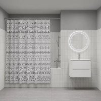 Штора для ванной Iddis Stone LM08P18i11 200x180 см полиэстер цвет белый/черный