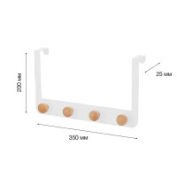 Вешалка на дверь Lemer Neris стальная 4 крючка цвет белый/дерево