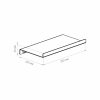 Полка настенная 22x12 см со скрытым креплением металл цвет белый