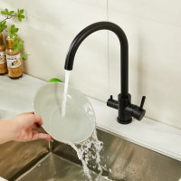 Смеситель для кухни Haiba HB HB76819-7 поворотный излив 24.9 см цвет черный