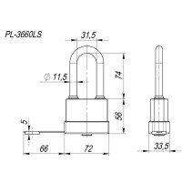 Замок навесной Fuaro PL-WEATHER-3660 LS 56x31.5 мм сталь
