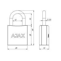 Замок навесной Ajax PD-0125 25x12 мм чугун