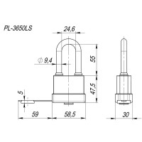 Замок навесной Fuaro PL-WEATHER-3650 LS 47.5x24.6 мм сталь