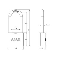 Замок навесной Ajax PD-0150-L 40x28 мм чугун