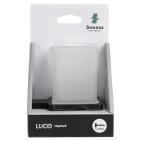 Стакан для зубных щёток Swensa Lucid SWR-5400-03-BLK, подвесной, стекло/металл, цвет прозрачный/черный