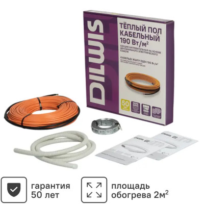 Нагревательный кабель для теплого пола Dilwis 2 м2 380 Вт
