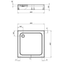 Душевой поддон акриловый 80x80 см прямой