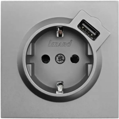 Розетка USB встраиваемая Lezard Zima с заземлением цвет серый матовый