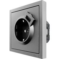 Розетка USB встраиваемая Lezard Zima с заземлением цвет серый матовый