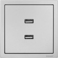 Розетка двойная USB встраиваемая Lezard Zima без заземления цвет серый матовый