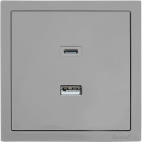 Розетка TC и USB встраиваемая Lezard Zima без заземления цвет серый матовый