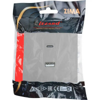 Розетка TC и USB встраиваемая Lezard Zima без заземления цвет серый матовый