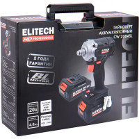 Гайковерт аккумуляторный ударный бесщеточный Elitech HD CW2004SL, 20 В Li-Ion 2x4 Ач 450 Нм