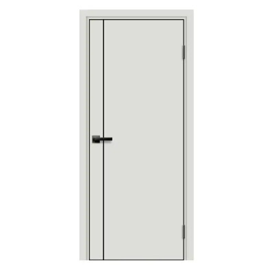 Дверь межкомнатная глухая Асти_В 60x200 см Hardflex цвет белый жемчуг с замком и петлями