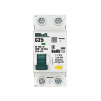Дифференциальный автомат Dekraft ДИФ-103 1P+N C25 А 30 мА 6 кА A