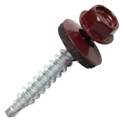 Саморезы кровельные по дереву с буром 4.8x35 мм RAL 3005 80 шт.