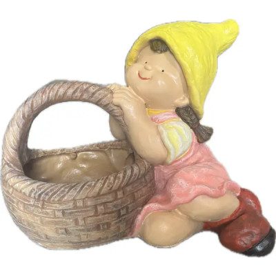 Садовая фигура Девочка с лукошком смола 39х32х22 см