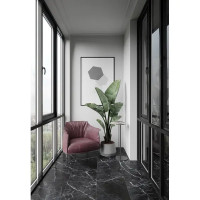 Глазурованный керамогранит Kreaforta Dina 42x42 см 1.587 м² сатинированный цвет черный