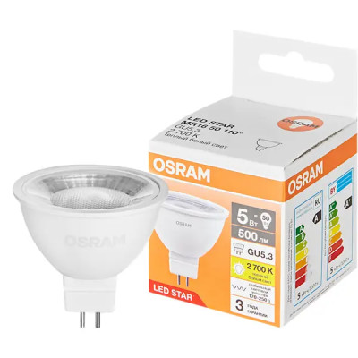 Лампа светодиодная Osram LSMR1650110 GU5.3 5 Вт/827 теплый белый свет