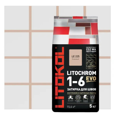 Затирка цементная Litokol Litochrom 1-6 Evo цвет LE 225 бежевый 5 кг