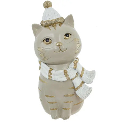 Новогодняя фигурка Кот 806794 24.5 см бежевый