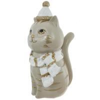 Новогодняя фигурка Кот 806794 24.5 см бежевый