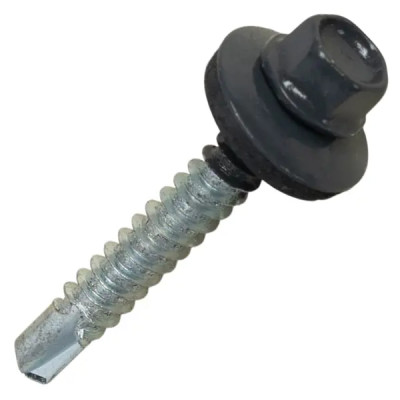 Саморезы кровельные по дереву с пресс-шайбой со сверлом RAL 7024 4.8x35 мм 80 шт.