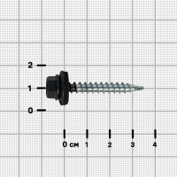 Саморезы кровельные по дереву с пресс-шайбой со сверлом RAL 7024 4.8x35 мм 80 шт.