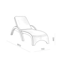 Шезлонг без подушки Rattan 187x44 см пластик серый