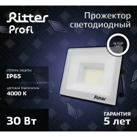 Прожектор светодиодный уличный Ritter Profi 53416 1 30 Вт 3000 Лм 180-240В нейтральный белый свет 4000К IP65 черный