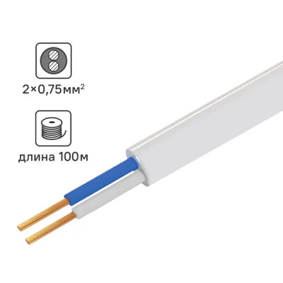 Провод Tdm Electric ШВВП 2x0.75 100 м ГОСТ цвет белый