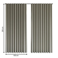 Комплект штор на ленте Джулия 150x250 см цвет серый 2 шт