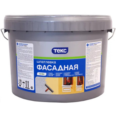 Шпатлёвка фасадная для влажных помещений Текс акрилатная 16 кг