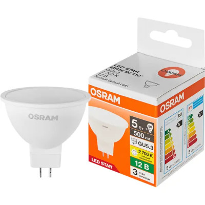 Лампа светодиодная Osram GU5.3 5 Вт/827 12 В теплый белый свет