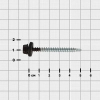 Саморезы кровельные по дереву с пресс-шайбой со сверлом RAL 8017 4.8x51 мм 60 шт.