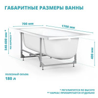 Ванна Inva стальная 170x70 см