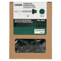 Саморезы по металлу с пресс-шайбой со сверлом 5.5x25 мм RAL 6005 90 шт.