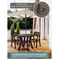Стол садовый складной Атлант 90x90x77 см пластик мокко