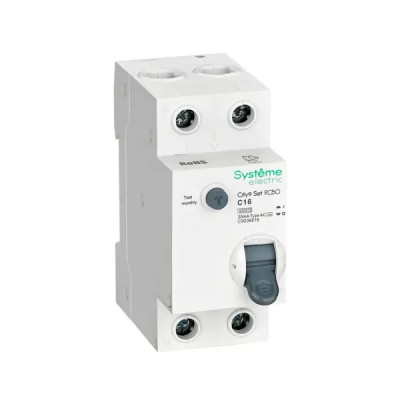 Дифференциальный автомат Systeme Electric City9 Set C9D36616 1P N С16 А 30мА 6кА AC