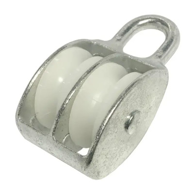 Блок двойной с проушиной и шкивом 2x50 мм сталь оцинкованная 1 шт.
