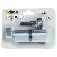 Цилиндр EDS-CYL 40x40 мм ключ/вертушка цвет хром