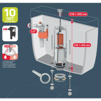 Комплект арматуры для бачка унитаза Monlid старт-стоп боковое подключение 1/2\