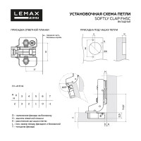 Петля мебельная вкладная Lemax Prof Softly Clap 105° цвет черный