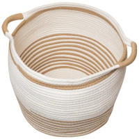 Корзина для хранения 30x35x30 см хлопок бело-коричневый