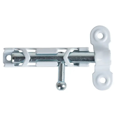 Шпингалетный замок мебельный ЗТ-1 7 см цвет белый