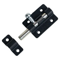 Шпингалетный замок мебельный ЗТ-4 7 см цвет черный