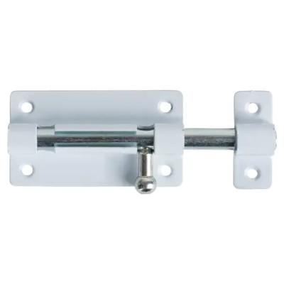 Шпингалетный замок мебельный ЗТ-6 7 см цвет белый